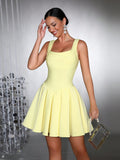 Vestido Bandage Amarelo Curto Plissado de Alcinha | Sexy Club