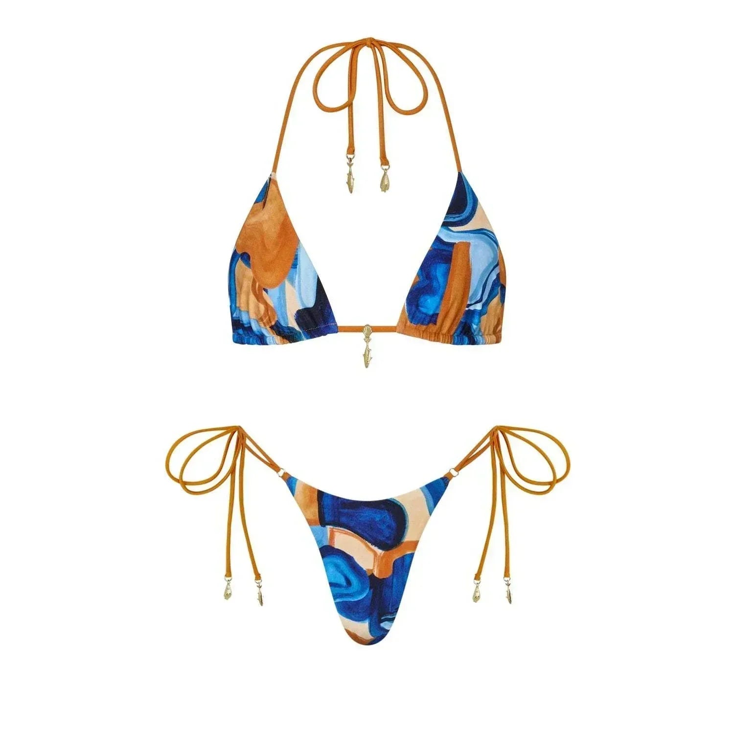 Conjunto de biquíni 3 peças com saia saída de praia estampada, sexy e moderno para verão 2026