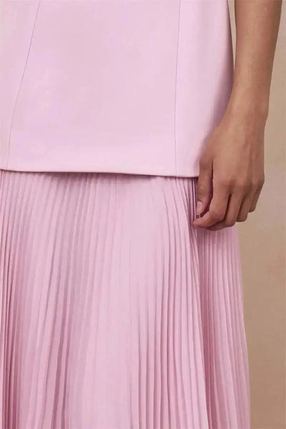 Vestido de Festa Longo Duas Peças Justo Plissado Decote Canoa Niquice