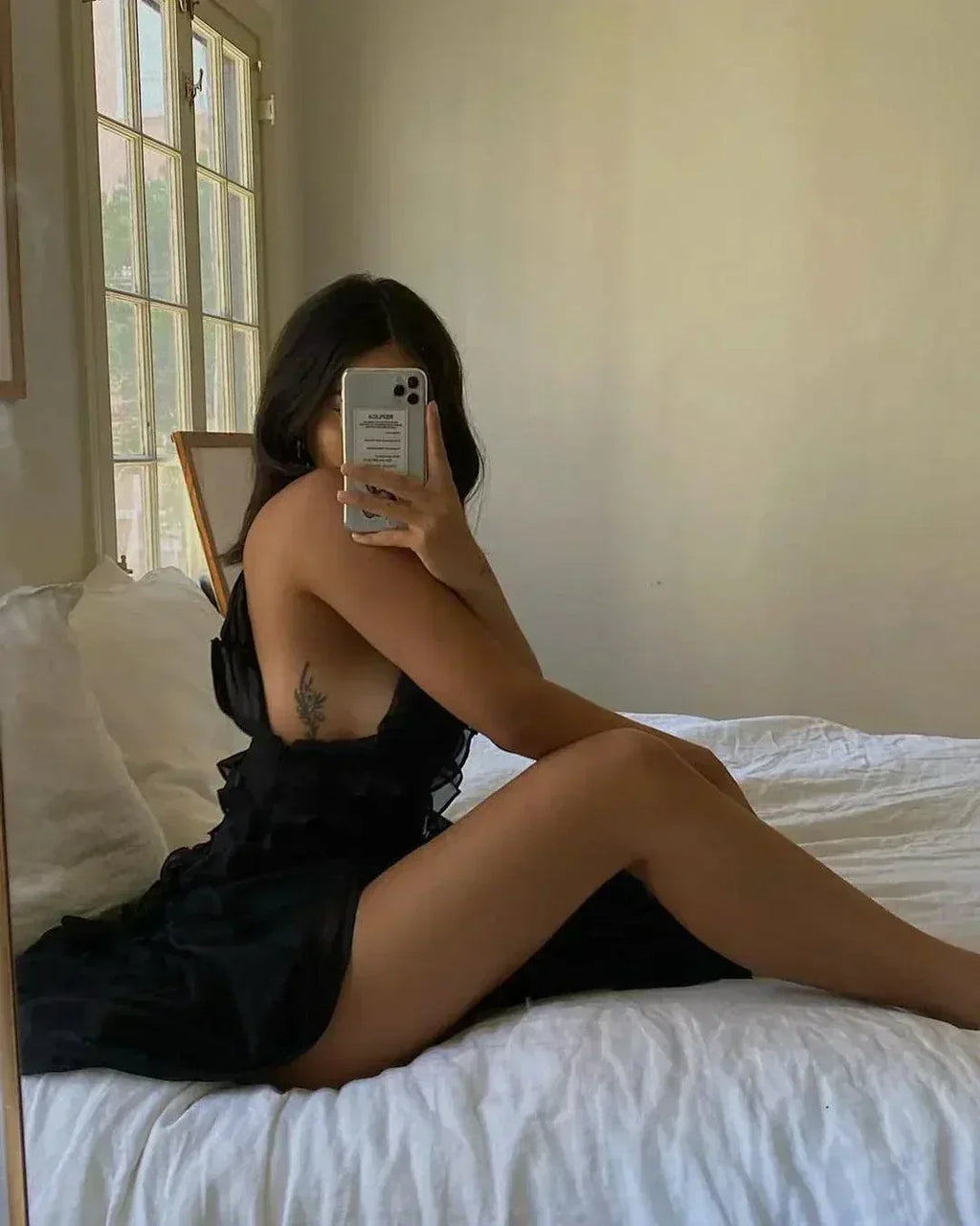 Vestido longo de chiffon elegante e sensual com alças para mulher, estilo férias de verão com acabamento em folho