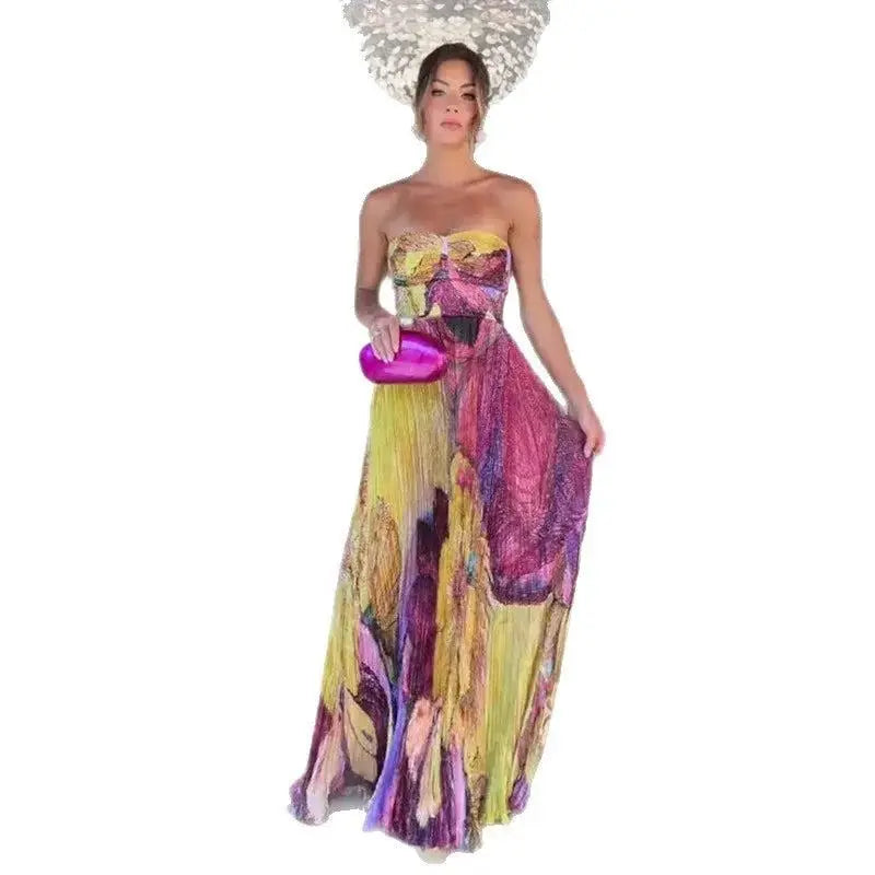 Vestido Longo Estampado Strapless – Coleção Casual Verão Niquice