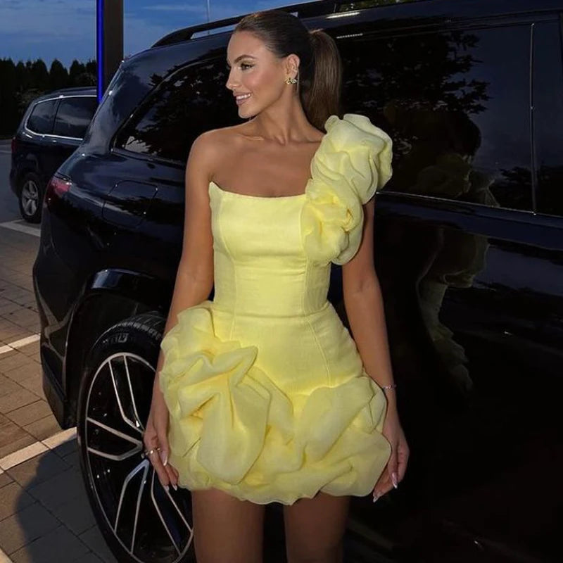 Vestido de Festa Curto Transpassado Sensual com Babados